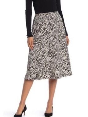 Leopard Print Midi Skirt - Black & Cream